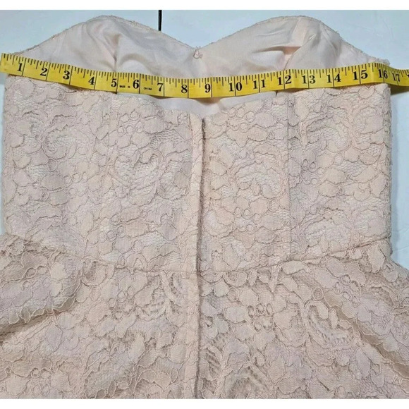 David's Bridal Pink Dress Strapless Short Lace  Womens Size 10 - Picture 11 of 13